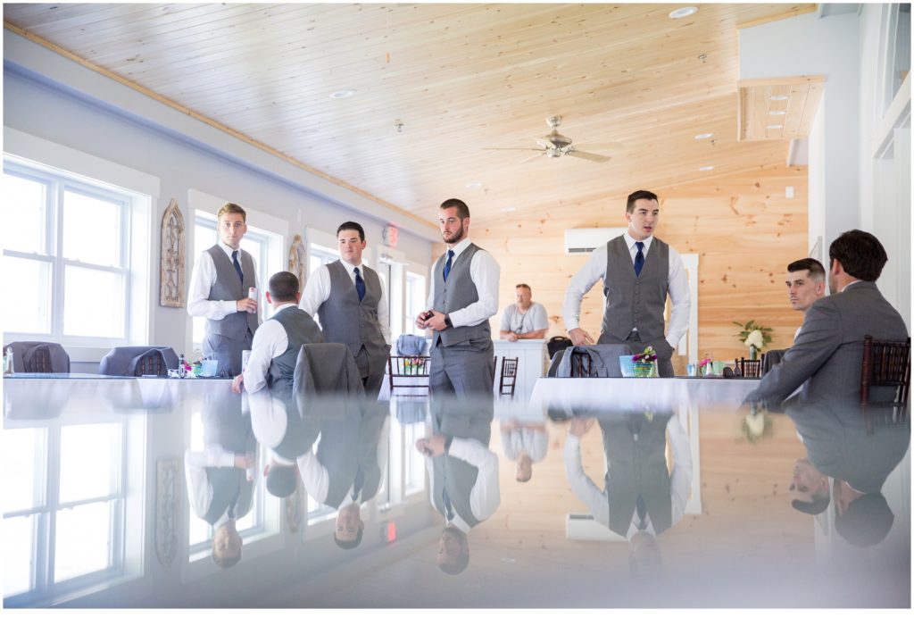 Katie and Eric's Dunegrass Wedding | Groom and groomsmen getting ready