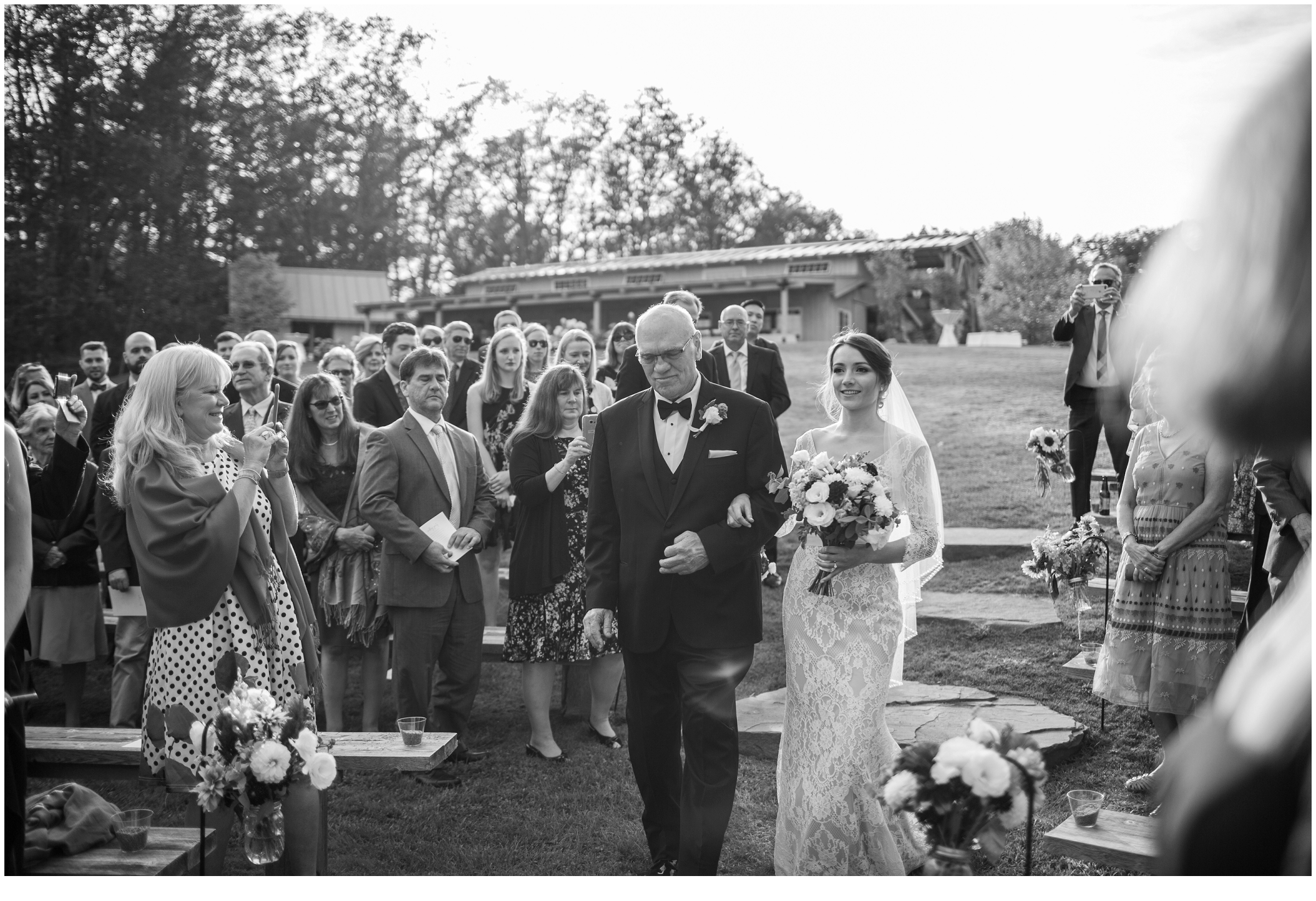 Brian and Ann's Marianmade Farm Wedding - father walking bride down the aisle