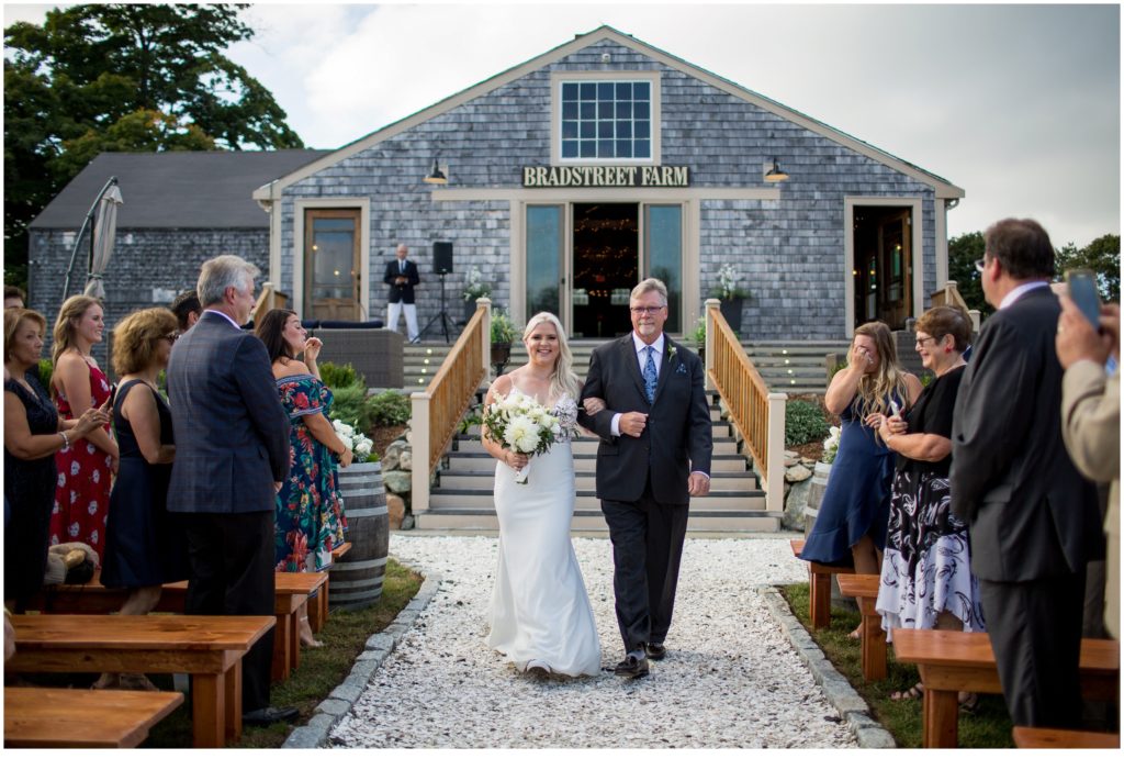 Janie and Pete's Bradstreet Farm Wedding | Bride and father down the aisle