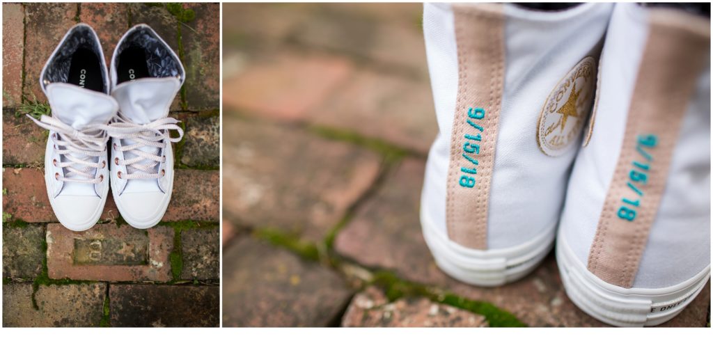 Janie and Pete's Bradstreet Farm Wedding | Bride's sneakers