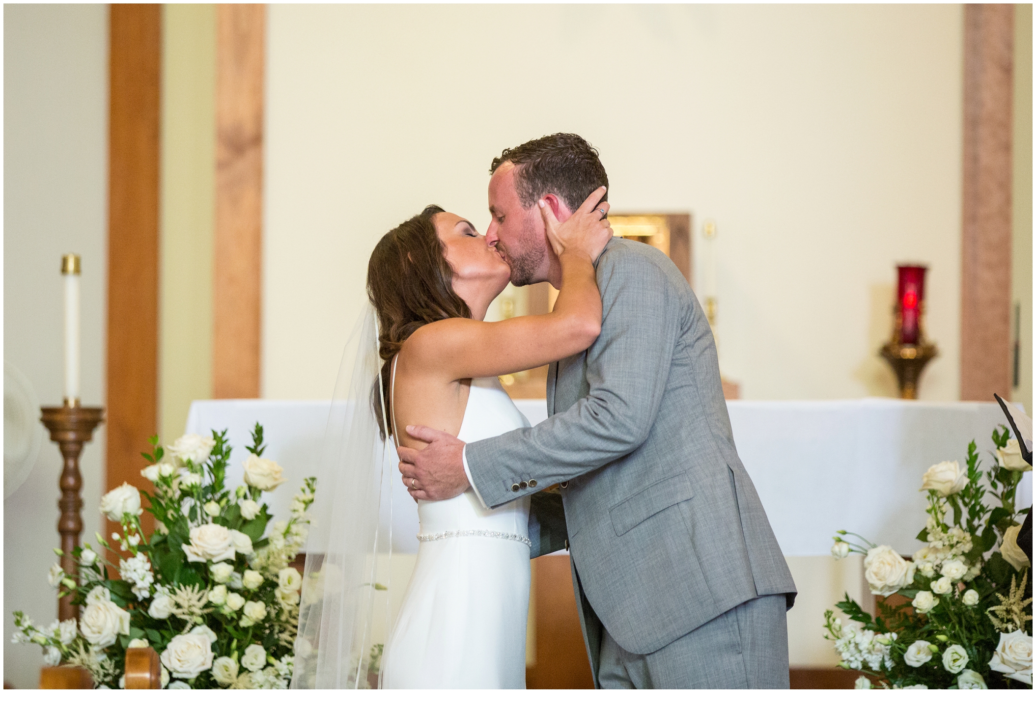 Marc and Kristinas Boothbay Harbor, Spruce Point Inn Wedding | first kiss