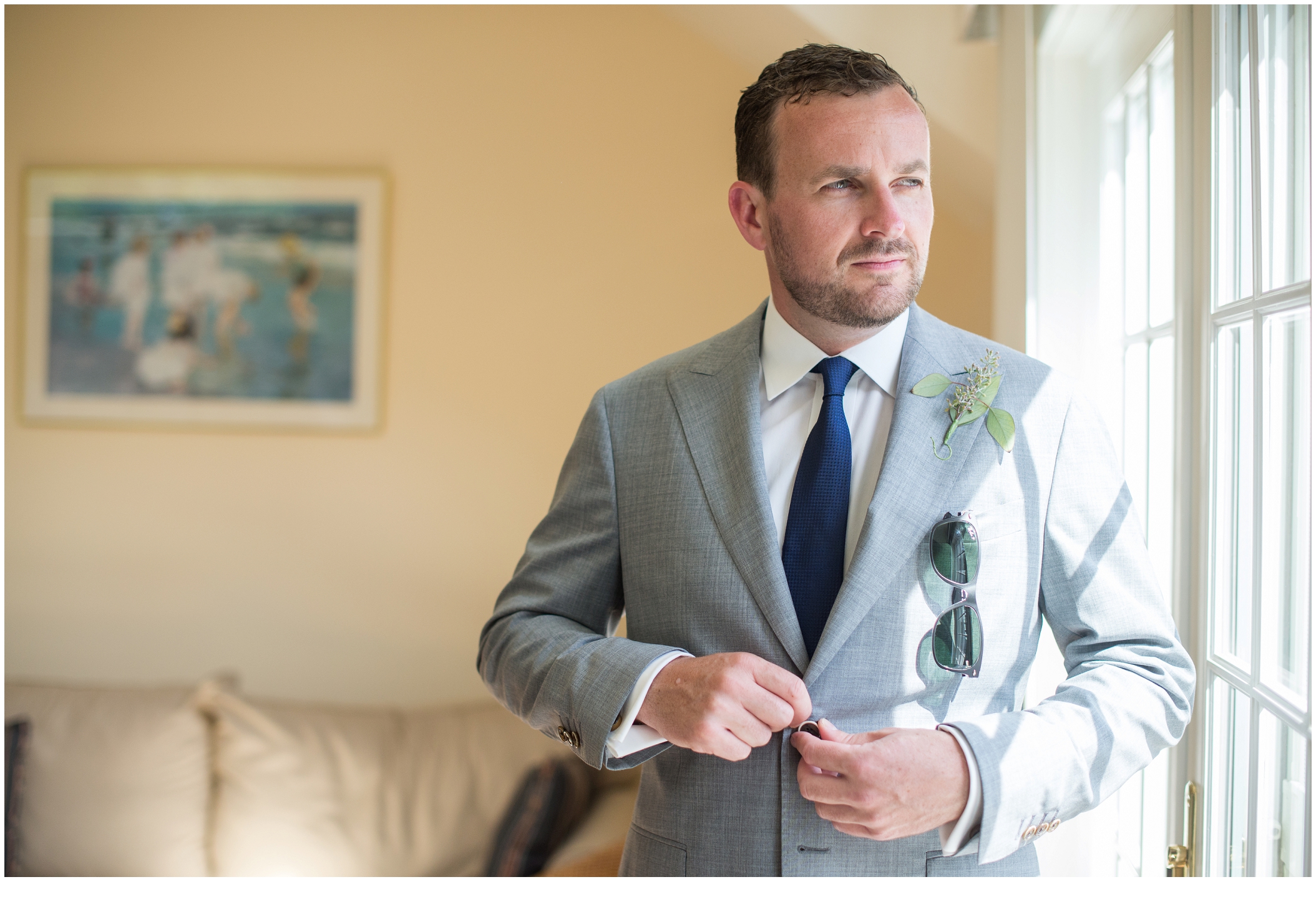 Marc and Kristinas Boothbay Harbor, Spruce Point Inn Wedding | Groom