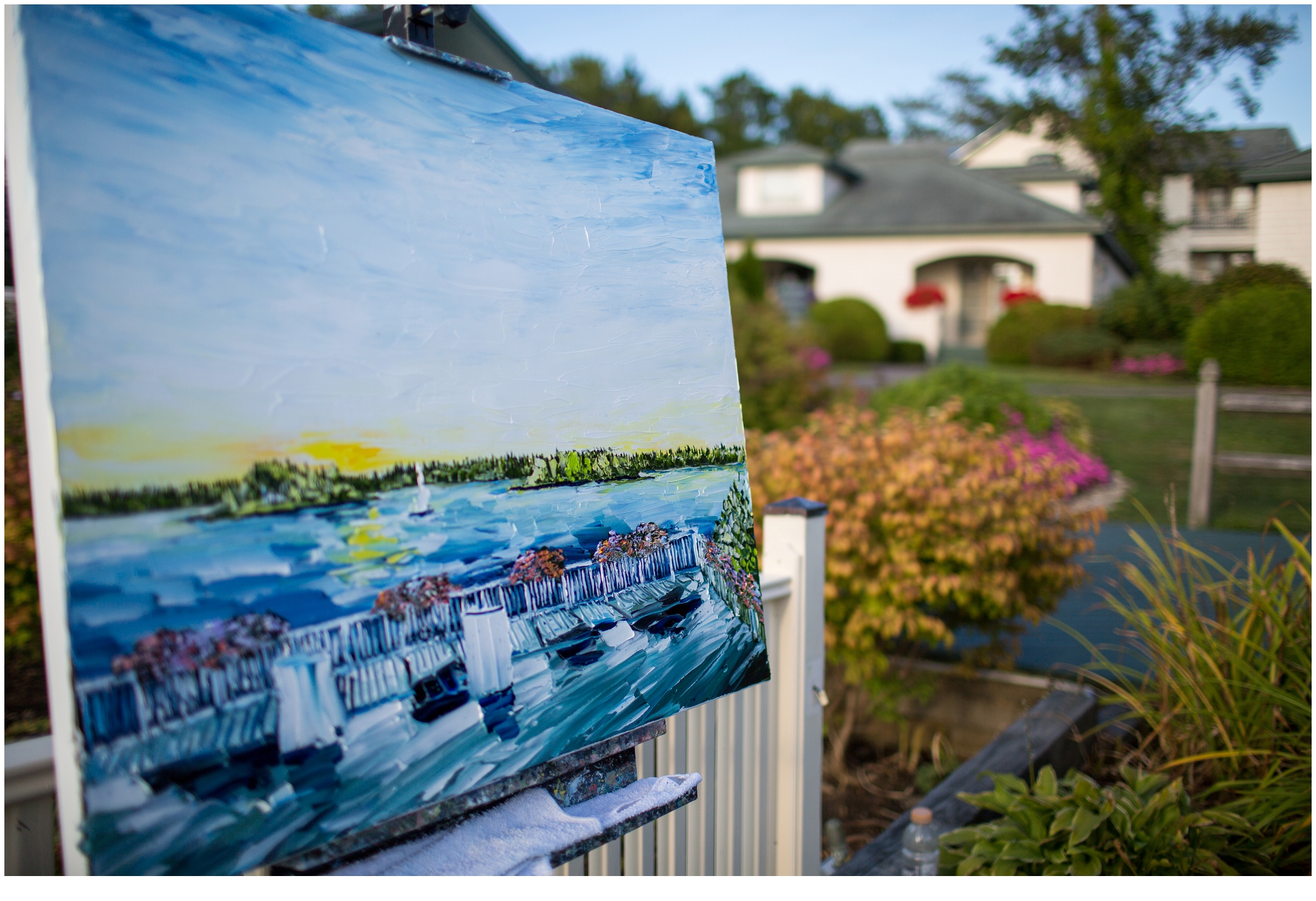 Marc and Kristinas Boothbay Harbor, Spruce Point Inn Wedding | live painting