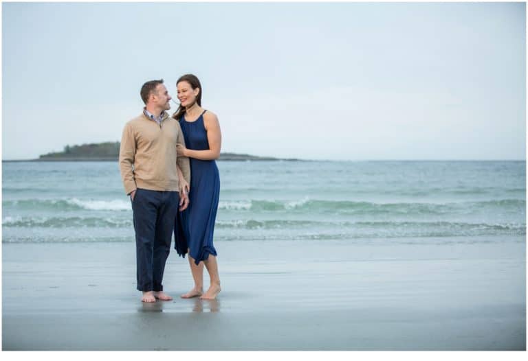 Caitlin and Matt during their engagement session at Goose Rocks Beach, Kennebunkport