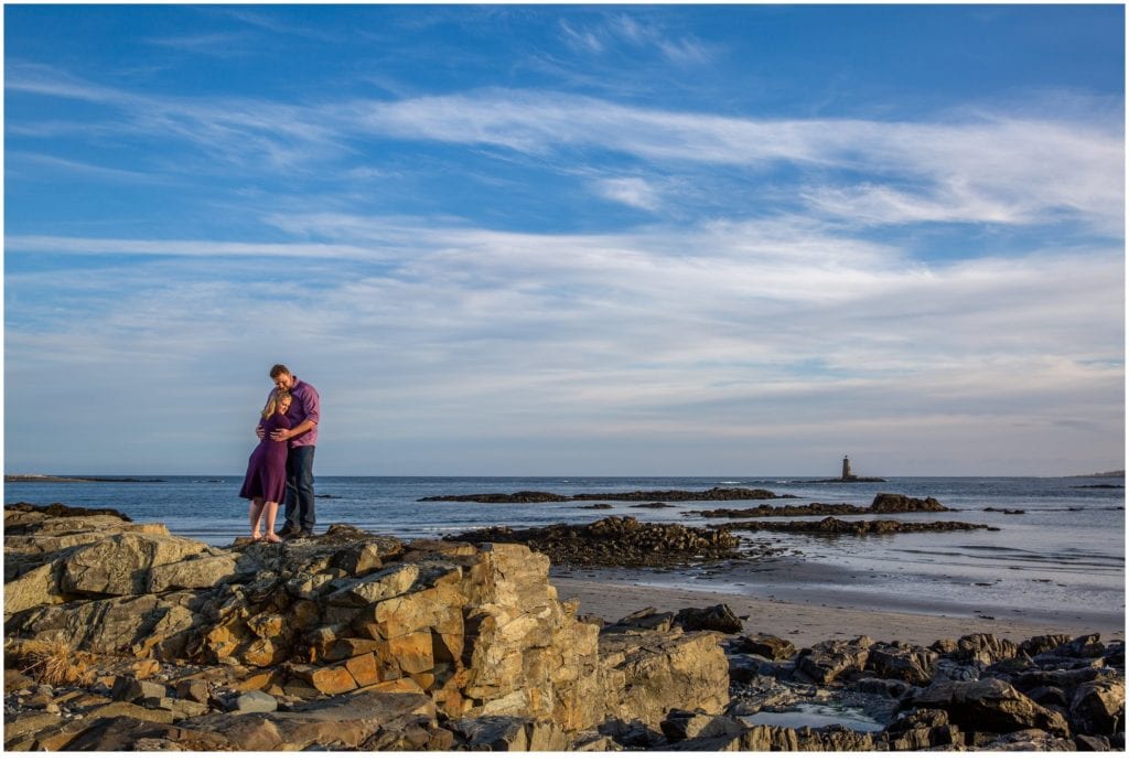 Kittery Point Engagement: Drew and Sarah on the rocks by the water