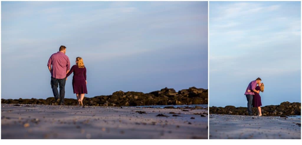 Kittery Point Engagement: Drew and Sarah on the beach by the water